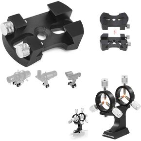 Astromania Aluminum Alloy Adjustable Laser Finder Scope Mounting Bracket - Bundle with - Universal Quick Release Finder Shoe Base for Schmidt Cassegrains and Other Telescope 130-400mm Diameter