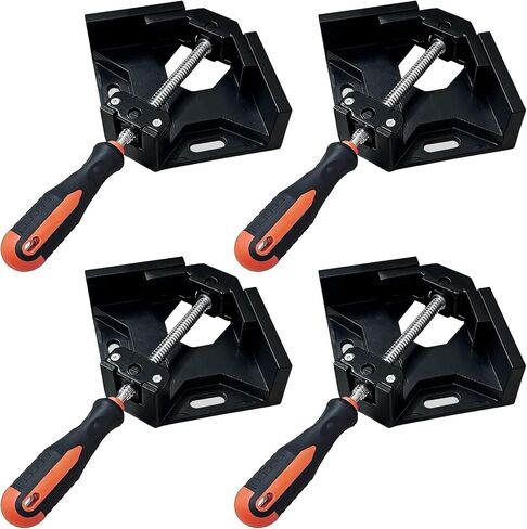Corner Clamp 4pcs 90 Degree Right Angle Clamp with Adjustable Aluminum Alloy Swing Jaw, Single Handle Clamps for Woodworking, Photo Framing, Gifts for Men Dad - Silver Gray in Kuwait