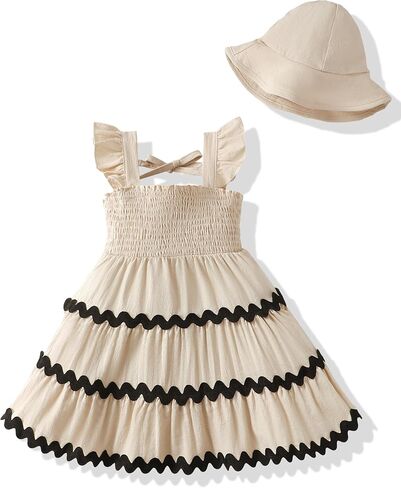 Kids Toddler Dress Baby Girl Summer Clothes Sleeveless Ruffle Smocked Dresses Little Girls Casual Boho Beach Sundress in Kuwait