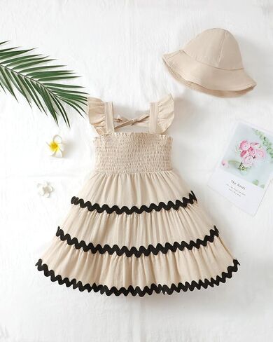 Kids Toddler Dress Baby Girl Summer Clothes Sleeveless Ruffle Smocked Dresses Little Girls Casual Boho Beach Sundress in Kuwait