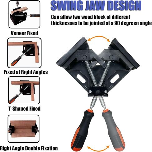 Corner Clamp 4pcs 90 Degree Right Angle Clamp with Adjustable Aluminum Alloy Swing Jaw, Single Handle Clamps for Woodworking, Photo Framing, Gifts for Men Dad - Silver Gray in Kuwait