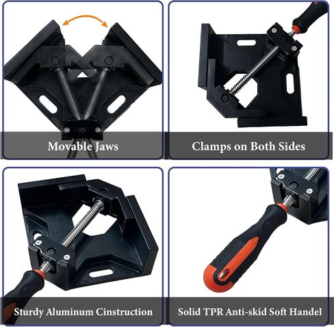 Corner Clamp 4pcs 90 Degree Right Angle Clamp with Adjustable Aluminum Alloy Swing Jaw, Single Handle Clamps for Woodworking, Photo Framing, Gifts for Men Dad - Silver Gray in Kuwait