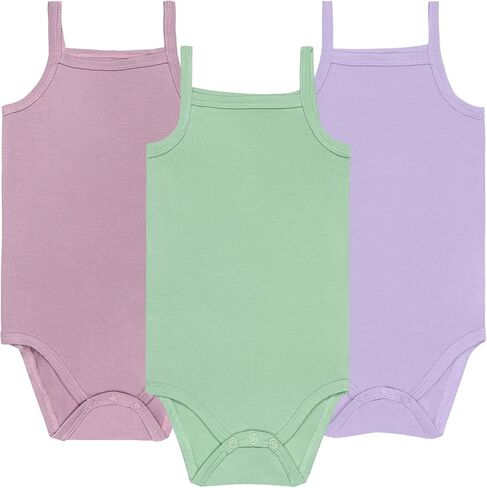 GUISBY Baby Rayon Bodysuit 3-Pack, Assorted, NB-24M | Sleeveless design, stretch comfort, easy layering, everyday baby outfit, sleep and play essential in Saudi Arabia