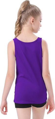QBK 2T-13Years Girls Tank Tops Cotton Dance Tank Tops Basic Undershirts Sleeveless Tops for Gymnastics Ballet Dancewear in Saudi Arabia