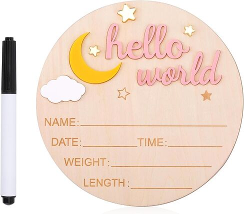 علامة Wooden Hello World Newborn ، 5.8 بوصة ، لوحة إعلان ميلاد لطيفة ، علامة إعلان إعلان الطفل ، علامة ترحيب ، علامة اسم الطفل ، لوحة ، مستشفى الحضانة ، بويت بوي ، الدعائم ، in Kuwait