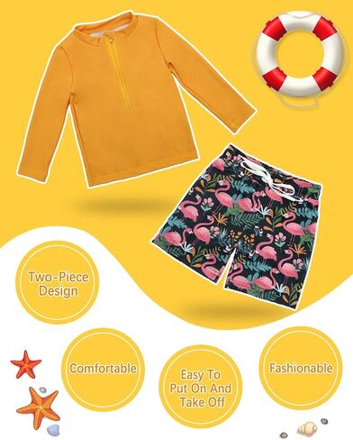ALVABABY Long Sleeve Rashguards, Baby/Toddler Boys' Rash Guard Sets,Boy Swimsuit UPF 50+Two Piece Bathing Suit in Saudi Arabia
