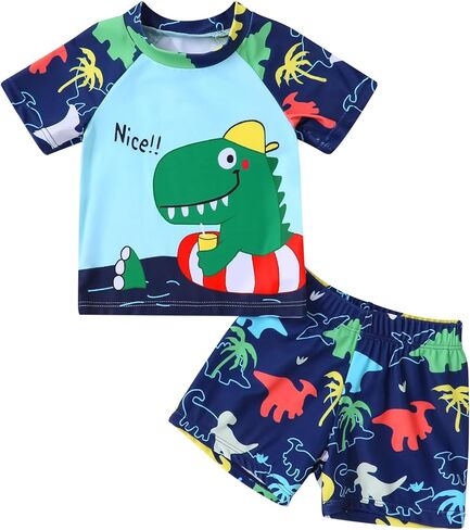 Toddler Baby Boy Rash Guard Swimsuit Cartoon Sea Animal Printings Two Pieces Swimwear Kids Bathing Suit in Kuwait