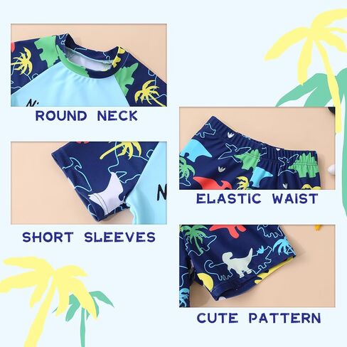 Toddler Baby Boy Rash Guard Swimsuit Cartoon Sea Animal Printings Two Pieces Swimwear Kids Bathing Suit in Kuwait