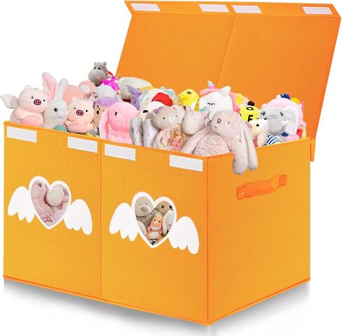 Large Toy Box Chest,Collapsible Sturdy Storage Bins with Lids,Large Kids Toy Storage Organizer Boxes Baskets for Kids,Boys,Girls,Toddler,Nursery Room,Playroom(Orange Heart) in Saudi Arabia