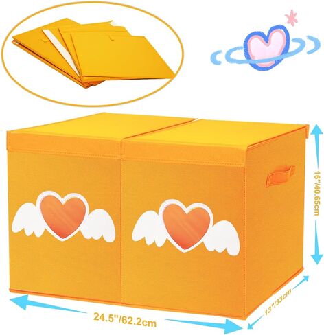 Large Toy Box Chest,Collapsible Sturdy Storage Bins with Lids,Large Kids Toy Storage Organizer Boxes Baskets for Kids,Boys,Girls,Toddler,Nursery Room,Playroom(Orange Heart) in Saudi Arabia