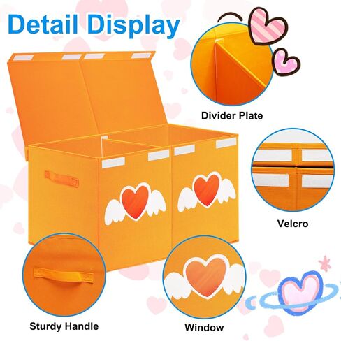Large Toy Box Chest,Collapsible Sturdy Storage Bins with Lids,Large Kids Toy Storage Organizer Boxes Baskets for Kids,Boys,Girls,Toddler,Nursery Room,Playroom(Orange Heart) in Saudi Arabia