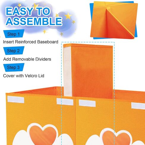 Large Toy Box Chest,Collapsible Sturdy Storage Bins with Lids,Large Kids Toy Storage Organizer Boxes Baskets for Kids,Boys,Girls,Toddler,Nursery Room,Playroom(Orange Heart) in Saudi Arabia