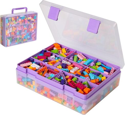 Douorgan Toy Storage Organizer for Lego Stackable Organizer Bins Portable Organizer Containers Storage Box Plastic Case for Bead Bracelet Making DIY Jewelry Nail Charms (Purple) in Kuwait