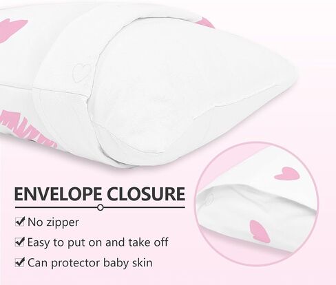 Ruili Toddler Pillowcase 16x22 Kids Pillowcase, Soft Breathable Pillow Protector Machine Washable Envelope Closure, 2 Pack Waterproof Travel Pillowcases for Girls Boys (Pink Heart) in Saudi Arabia