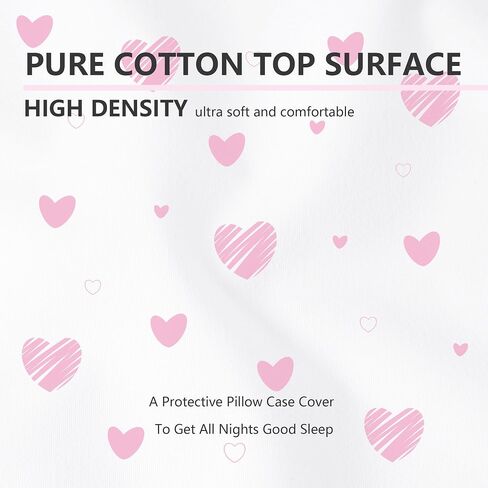 Ruili Toddler Pillowcase 16x22 Kids Pillowcase, Soft Breathable Pillow Protector Machine Washable Envelope Closure, 2 Pack Waterproof Travel Pillowcases for Girls Boys (Pink Heart) in Saudi Arabia