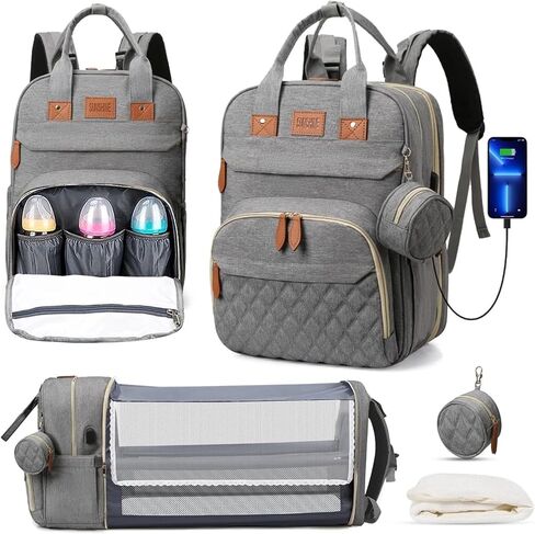 Diaper Bag Backpack. Large Travel Diaper Bag. Multifunctional Waterproof Diaper Bag With Changing Pad, USB Port, Stroller Straps And Pacifier Case. Available For Baby Registry And Baby Shower Gifts. in Kuwait