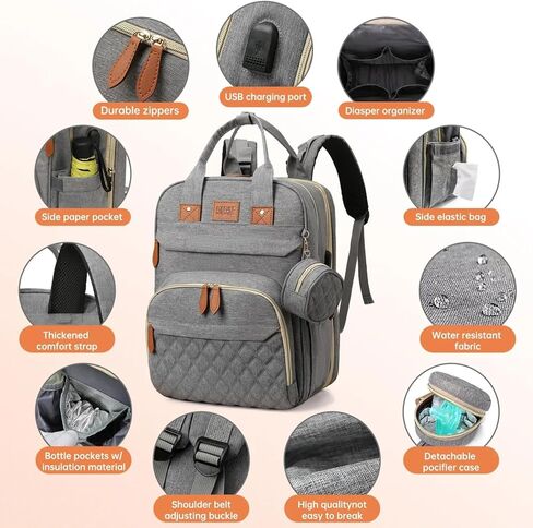 Diaper Bag Backpack. Large Travel Diaper Bag. Multifunctional Waterproof Diaper Bag With Changing Pad, USB Port, Stroller Straps And Pacifier Case. Available For Baby Registry And Baby Shower Gifts. in Kuwait