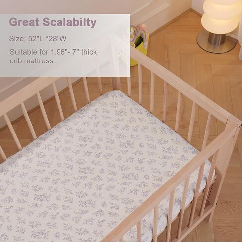 Zdolmy Muslin Crib Sheets for Girl Boy, 2 Pack 100% Cotton Crib Sheet for Standard Crib Mattress(28"x 52"), Fitted and Soft Breathable Crib Mattress Sheet, 360° Wrapping (Cream & Rainbow) in Kuwait
