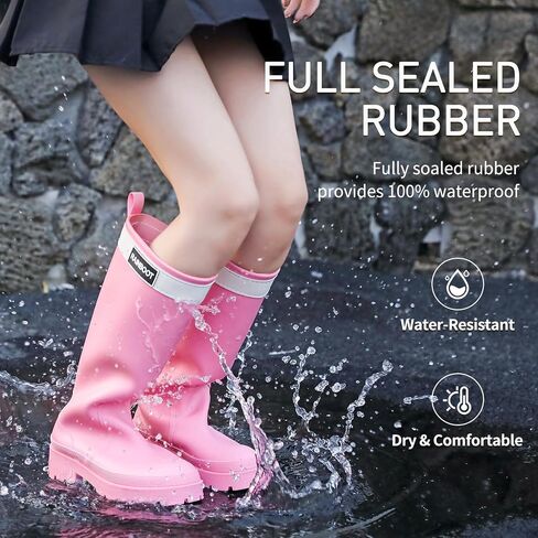 Rain Boots for Women, Waterproof Rubber Garden Boots Durable Slip Resistant Muck Boots,Tall Water Fishing Shoes Comfort Knee High Work for Outdoor in Saudi Arabia