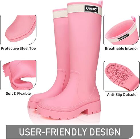 Rain Boots for Women, Waterproof Rubber Garden Boots Durable Slip Resistant Muck Boots,Tall Water Fishing Shoes Comfort Knee High Work for Outdoor in Saudi Arabia