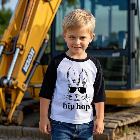 طفل عيد الفصح يوم القمصان بويز فتيات راجلان كم 3/4 أحواض حفارة TRACK THERT BUNNY EGGS TEE TOP 2-7 سنوات in Kuwait