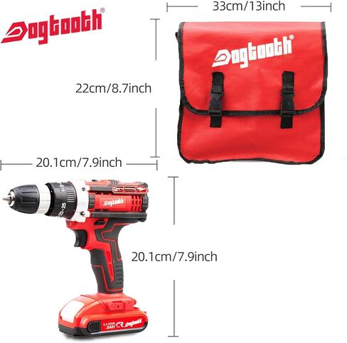DOGTOOTH 21V MAX Cordless Battery Powered Drill Driver, 1* Battery and Charger, 2 Variable Speed, Build-in LED Lights, 43 Bits Storage Kit - Green in Kuwait