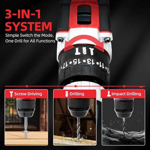 DOGTOOTH 21V MAX Cordless Battery Powered Drill Driver, 1* Battery and Charger, 2 Variable Speed, Build-in LED Lights, 43 Bits Storage Kit - Green in Kuwait