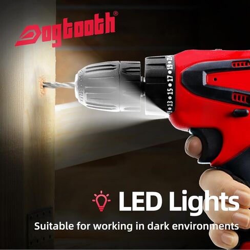 DOGTOOTH 21V MAX Cordless Battery Powered Drill Driver, 1* Battery and Charger, 2 Variable Speed, Build-in LED Lights, 43 Bits Storage Kit - Green in Kuwait