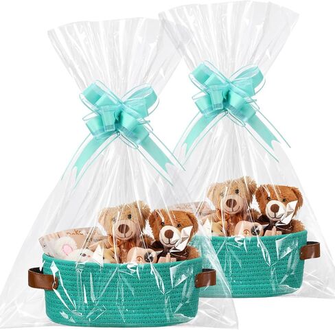 Colingmill 2 Pack Easter Gift Basket with Handles with Gift Bags Ribbons Woven Baskets Storage Empty Chest Box for Presents Package Wedding(Pink,12 x 8 x 5 Inch) in Saudi Arabia