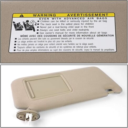 DNA Motoring ZTL-Y-0157-R-GY Factory Style Right Passenger Side Sun Visor Compatible with 09-16 Toyota Venza Illuminated Models in Saudi Arabia