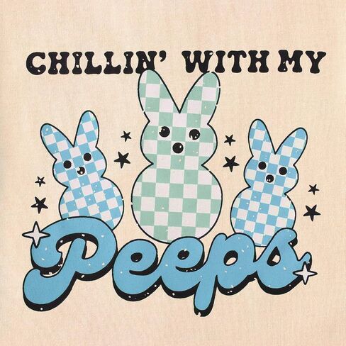 CM C&M WODRO Toddler Baby Boy Chillin' with My Peeps T-Shirt Kid Funny Easter Checkered Bunny Print Tees Short Sleeve Shirt in Saudi Arabia