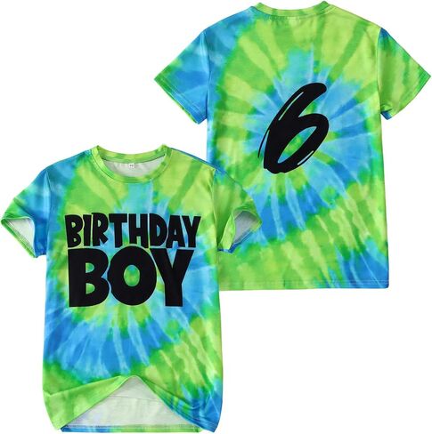 Birthday Boy Shirts 1-10 Years Old Birthday Tshirt Kids Toddler Baby Boys Birthday Party Outfits Tie Dye Tees Tops in Kuwait