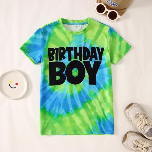 Birthday Boy Shirts 1-10 Years Old Birthday Tshirt Kids Toddler Baby Boys Birthday Party Outfits Tie Dye Tees Tops in Kuwait