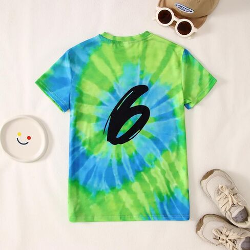 Birthday Boy Shirts 1-10 Years Old Birthday Tshirt Kids Toddler Baby Boys Birthday Party Outfits Tie Dye Tees Tops in Kuwait