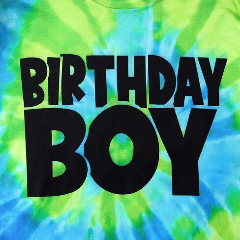 Birthday Boy Shirts 1-10 Years Old Birthday Tshirt Kids Toddler Baby Boys Birthday Party Outfits Tie Dye Tees Tops in Kuwait