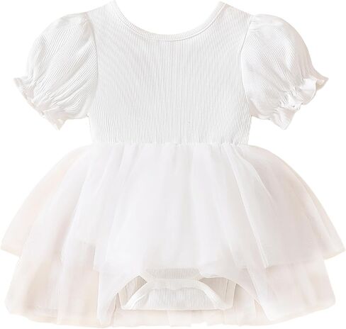 Newborn Baby Girl Romper Dress Ruffle Short Sleeve Solid Casual Tulle Dresses Baby Girl Clothes for Girls 0-24Months in Saudi Arabia