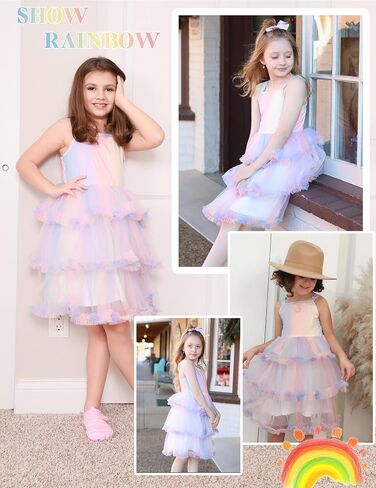 Arshiner Toddler Girls Tulle Dress Tier Shuffy Fluffy Spaghetti Straps Tutu Dresses Summer Compley 2-8 Years in Saudi Arabia