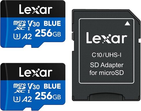 Lexar 256GB 2 Pack Blue Micro SD Card Up to 160MB/s, microSDXC UHS-I Memory Card with SD Adapter, C10, U3, A2, V30, Full HD, 4K UHD, High Speed TF Card in Saudi Arabia