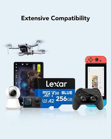 Lexar 256GB 2 Pack Blue Micro SD Card Up to 160MB/s, microSDXC UHS-I Memory Card with SD Adapter, C10, U3, A2, V30, Full HD, 4K UHD, High Speed TF Card in Saudi Arabia