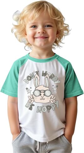 CM C & M WODRO TODDLER BOY EASTER T-Shirt Hip Hop Bunny Shirt Raglan Short Sleeve Kids Funny Rabbit Graphic Tops in Kuwait
