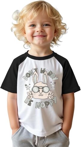CM C & M WODRO TODDLER BOY EASTER T-Shirt Hip Hop Bunny Shirt Raglan Short Sleeve Kids Funny Rabbit Graphic Tops in Kuwait