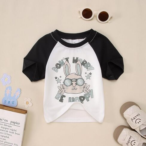 CM C & M WODRO TODDLER BOY EASTER T-Shirt Hip Hop Bunny Shirt Raglan Short Sleeve Kids Funny Rabbit Graphic Tops in Kuwait