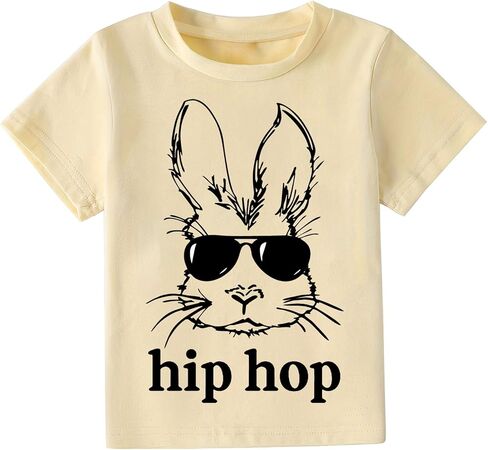 قمصان عيد الفصح بويت بويز فتيات القمصان القصيرة الأكمام القصيرة الصغار الهيب هوب أرنب جرار بيض الجرافيك TEES 2-7 سنوات in Kuwait