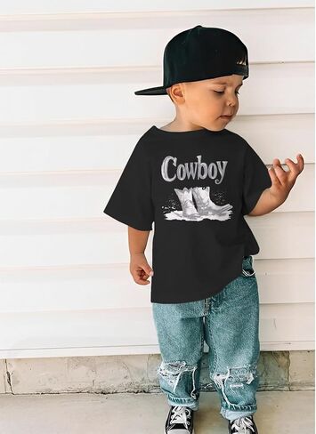 طفل طفل رعاة البقر قميص رجعية أحذية غربية Tshirt Baby Boys Western Rodeo ملابس قصيرة الأكمام الصيف قمم Tee Tops in Kuwait