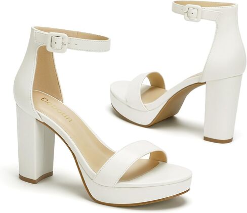 Platform Heels for Women 4-Inch Ankle Strap Open Toe Sandals Wedding Party Dress Shoes Wide Feet Friendly in Kuwait
