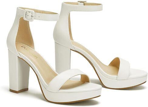 Platform Heels for Women 4-Inch Ankle Strap Open Toe Sandals Wedding Party Dress Shoes Wide Feet Friendly in Kuwait