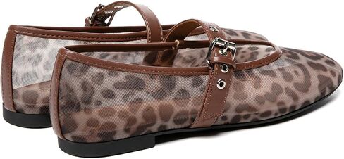 Rihero Mesh Ballet Flats for Women Square Toe Buckle Strap Mary Jane Flats Marnic in Kuwait