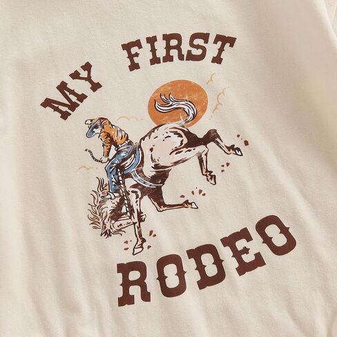 Baby Girl Boy 1st Birthday Outfit My First Rodeo Western Bubble Romper T-Shirt Short Sleeve Bodysuit Summer Clothes in Kuwait