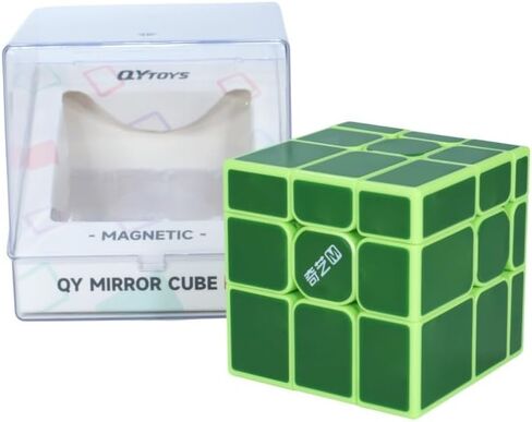 Qiyi Magnetic Mirror Cube 3x3x3 Speed Cube Magnets stickerless 3x3 Mirror Blocks Cube Different Shapes Cube with Titles (Blue) in Kuwait