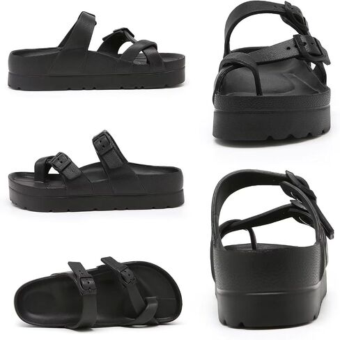 Scecocrs Women's Platform Flip Flops with Arch Support, Eva Lightweight Chunky Slide Sandals for Women, Fashion Comfort Summer Beach Sandal with Adjustable Buckle, Sandalias De Plataforma Para Mujer in Saudi Arabia